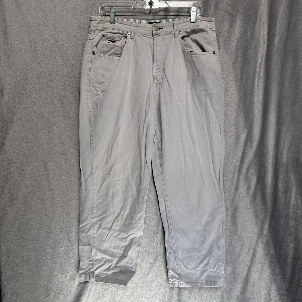 Tommy Hilfiger Pants Girls 16 Khaki Beige Relaxed Fit Tommy Jeans Flag