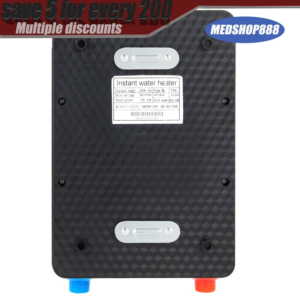 6500w Tankless Electric Hot Water Heater LED Display Instant Boiler On Demand