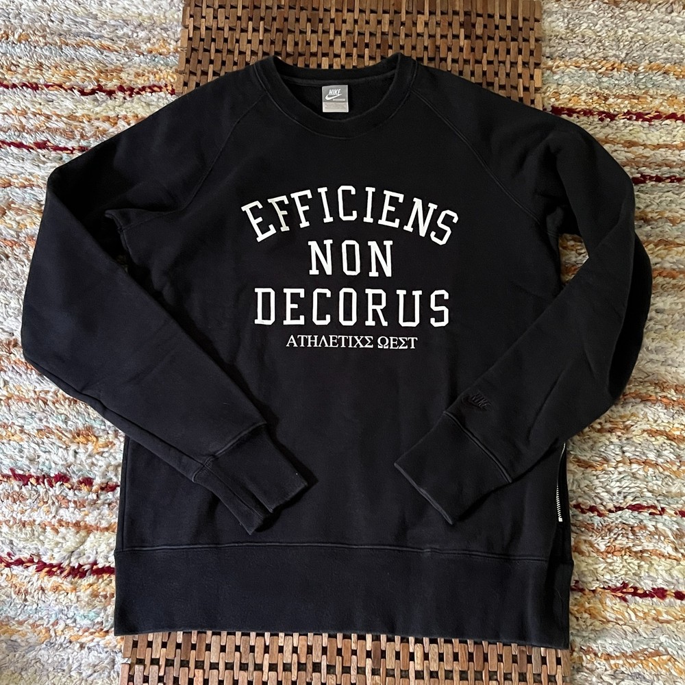 Nike Graphic Print Crew Neck Sweater Sweatshirt Black Men's Size Medium M VTG