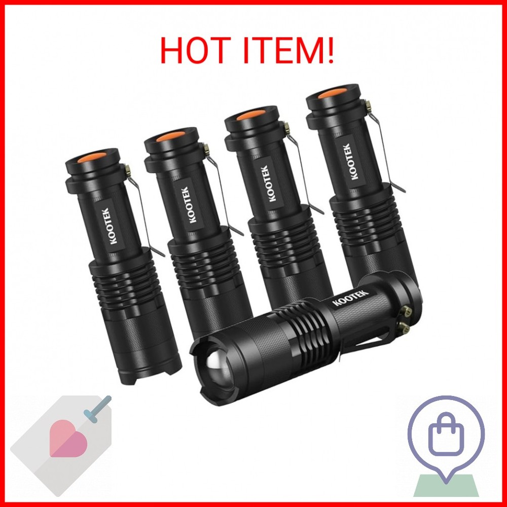 Tactical Mini LED Flashlight Ultra Bright 300 Lumen Handheld for Kid Child 5 Pac