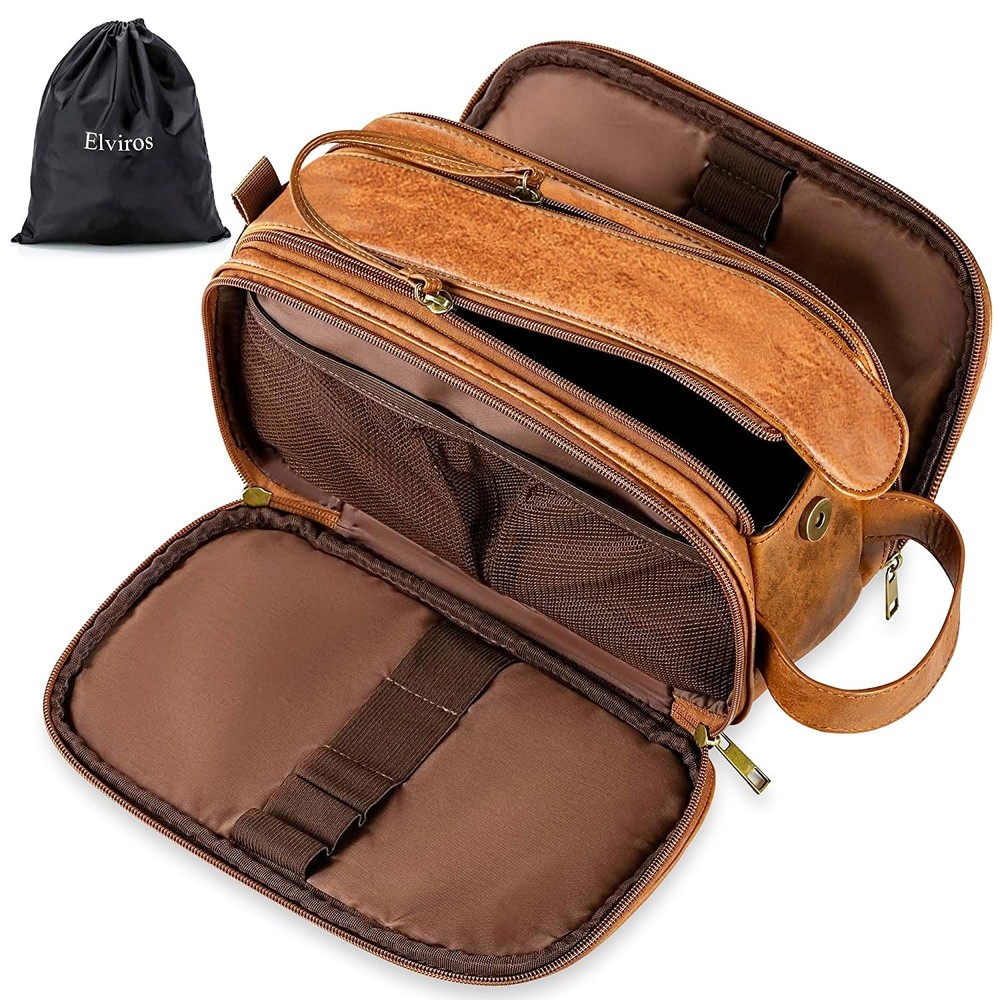 Men's Large Water-resistant Travel Toiletry Bag for Shaving Essentials