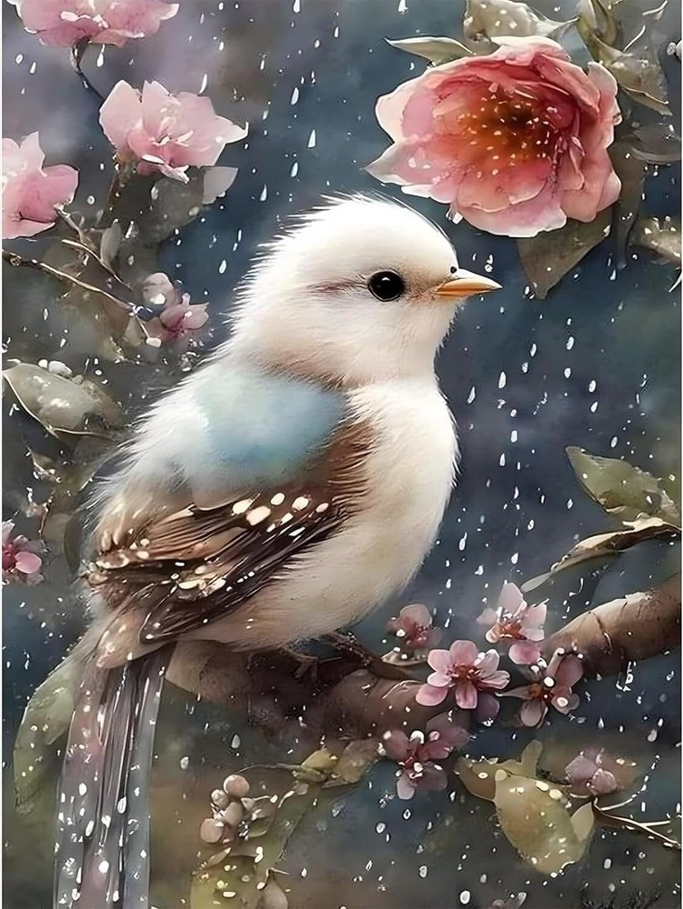 Diamond Painting Kits Bird Flower for Adults, Full Drill Diamond Dots Paintings.