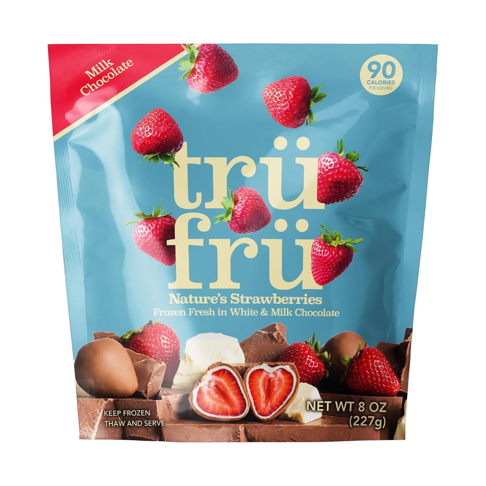 Nature's Strawberries Hyper-Chilled in White & Milk Chocolate, 8 Ounce Bag