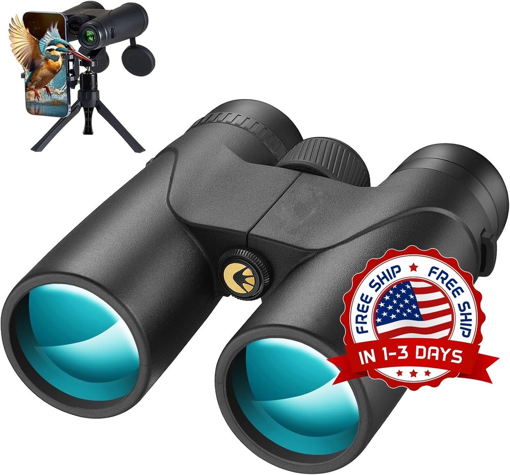 Binoculares compactos HD para observación de aves con adaptador para teléfono US
