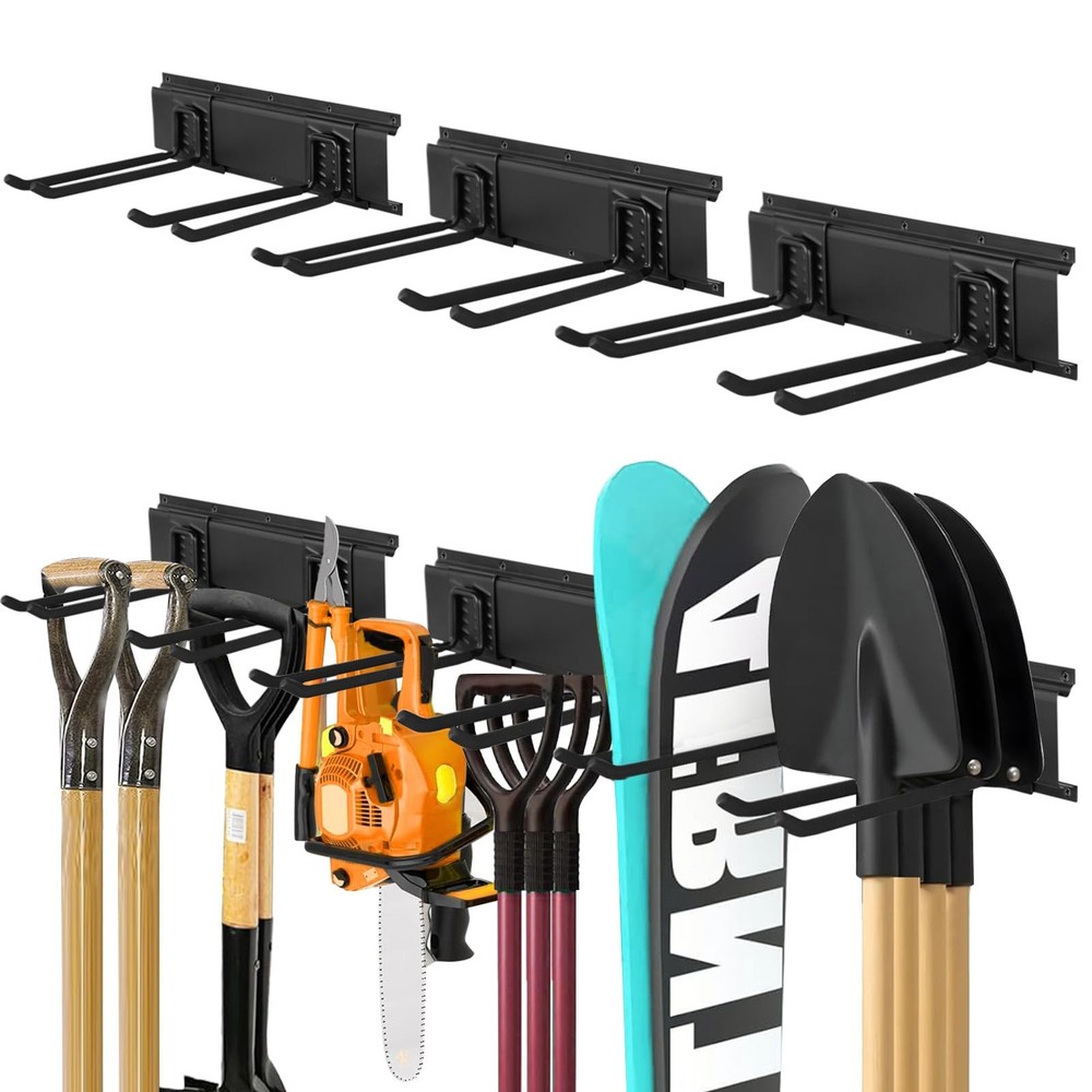 Heavy Duty 48in Garage Tool Organizer Wall Mount with 6 Hooks 360lbs Capacity