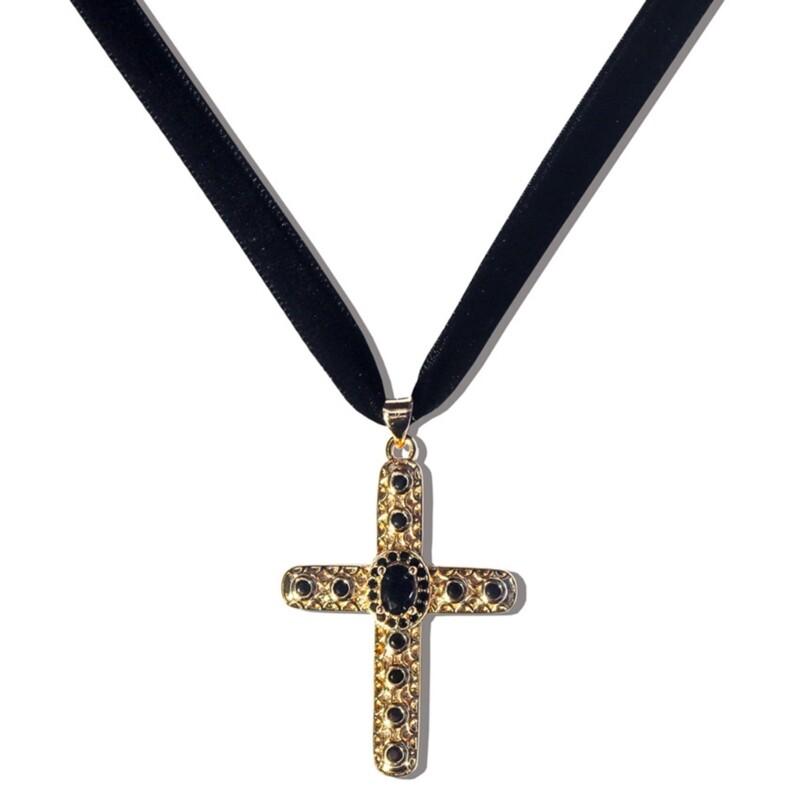 Cross Pendant Necklace Velvets Neck Chain Party Jewelry for Women Teen Girls