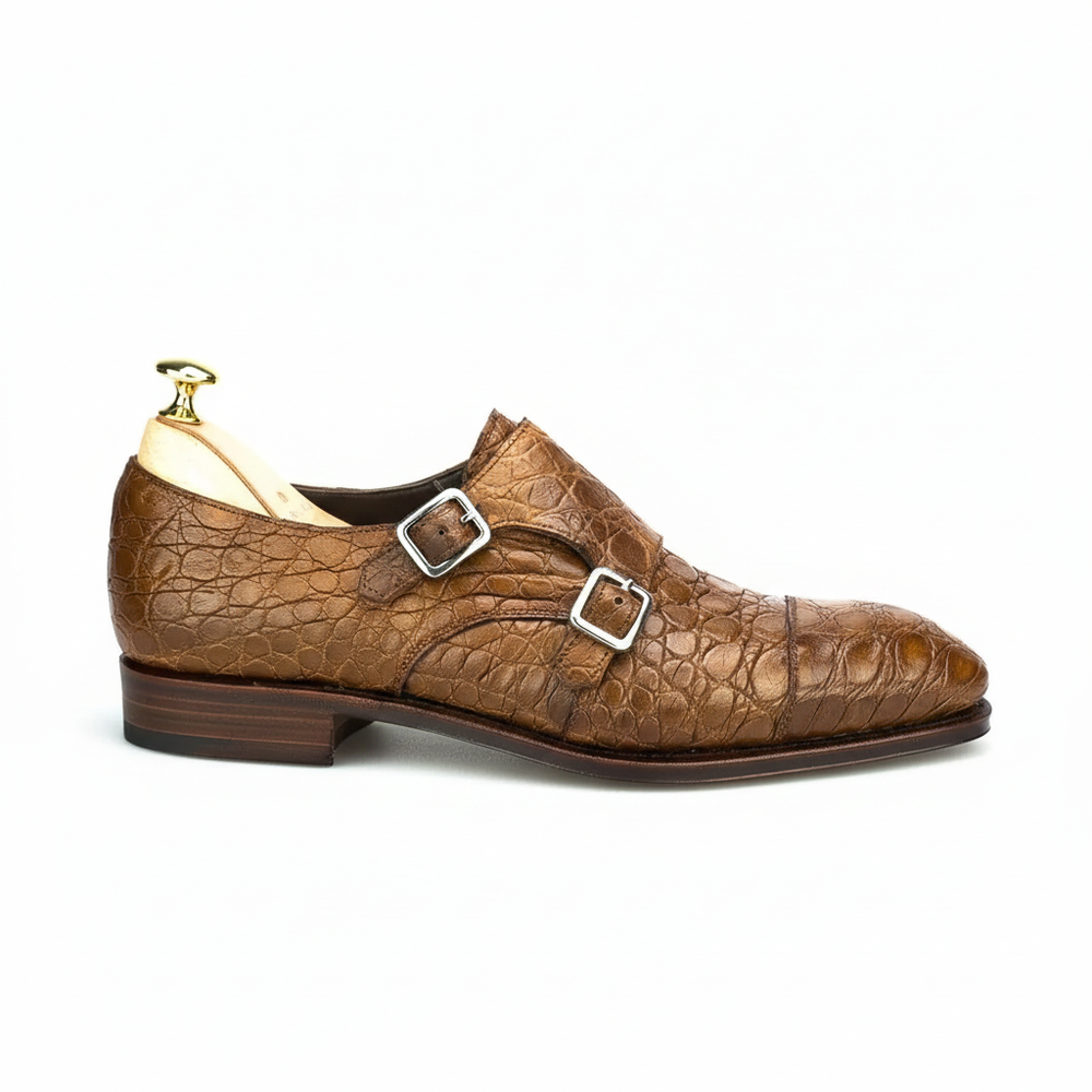 Mezlan Gables Genuine Crocodile Monk Strap Men's Shoes