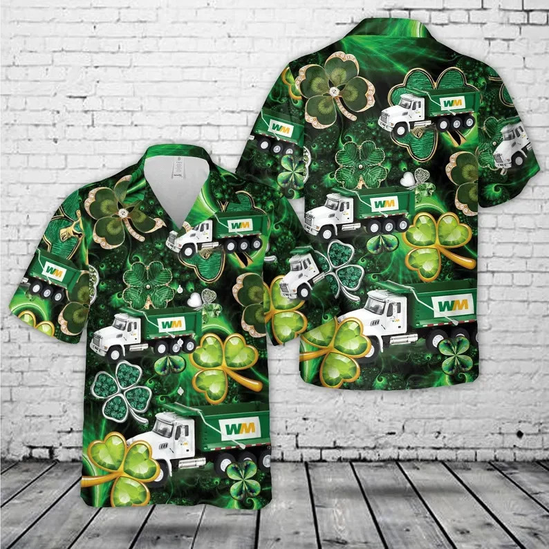 St. Patrick's Day Hawaiian Shirt Irish Shamrock Green Party Mens Gift