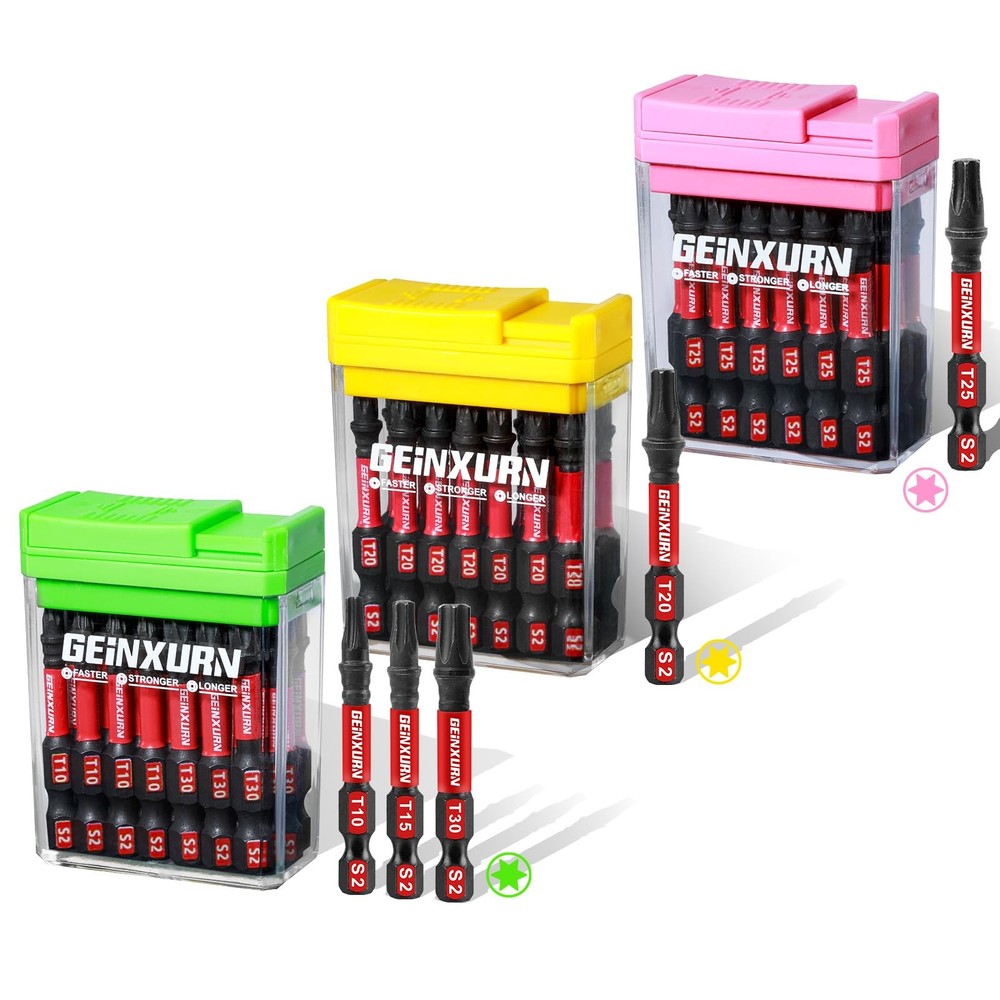 45-Piece S2 Steel Magnetic Impact Torx Bit Set (T10-T30) for Durability