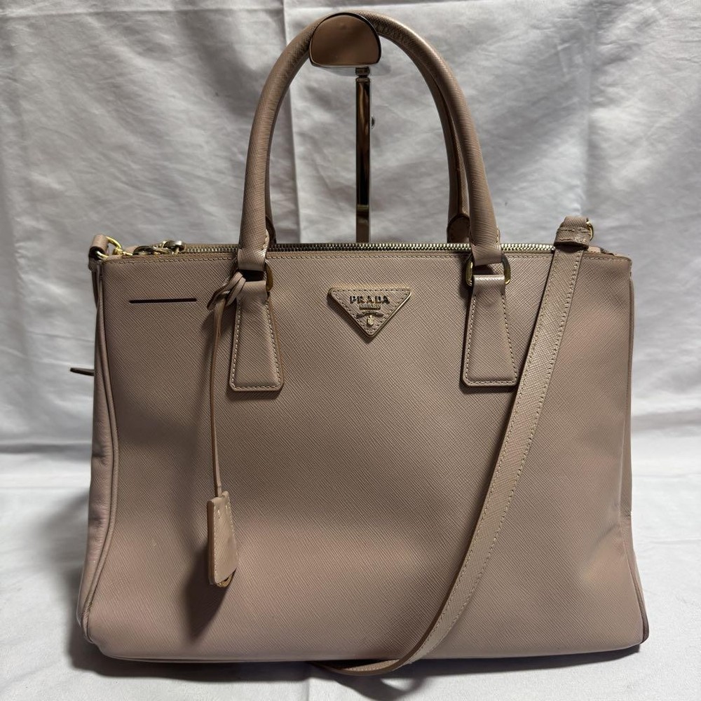 Prada Saffiano Leather Galli Triangle Logo 2-Way Handbag