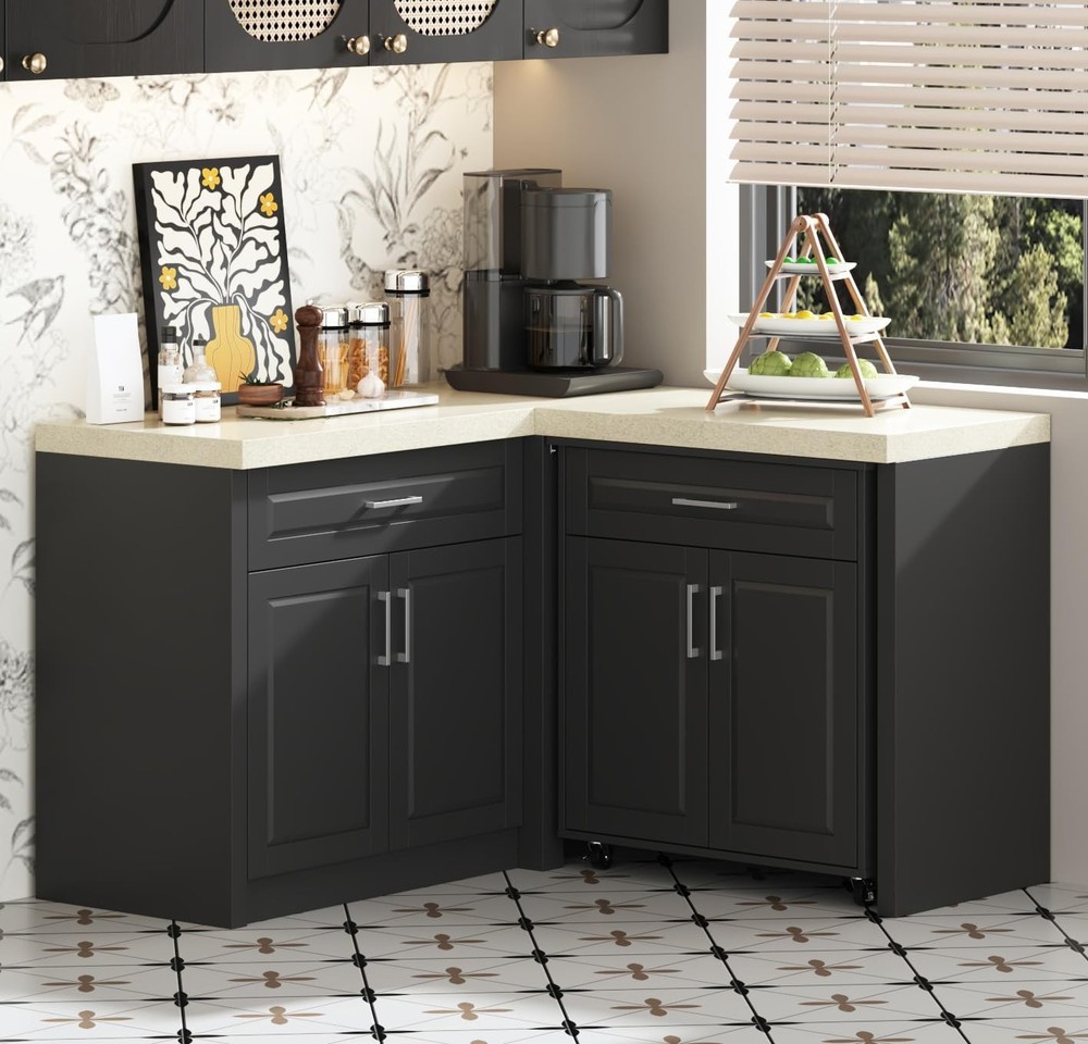 Side Board with Kitchen Cart, Kitchen Buffet Storage Cabinet, Modern Sideboard