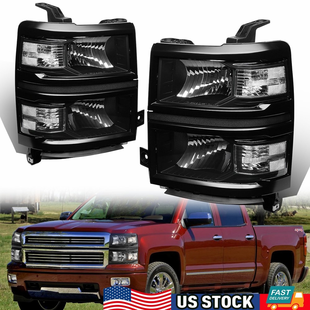 For 2014-2015 Chevy Silverado 1500 Factory Style Headlamps Headlights Pair