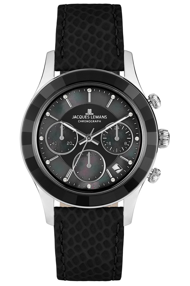Jacques Lemans Ladies Watch Chronograph Black Chrono 1-2151A