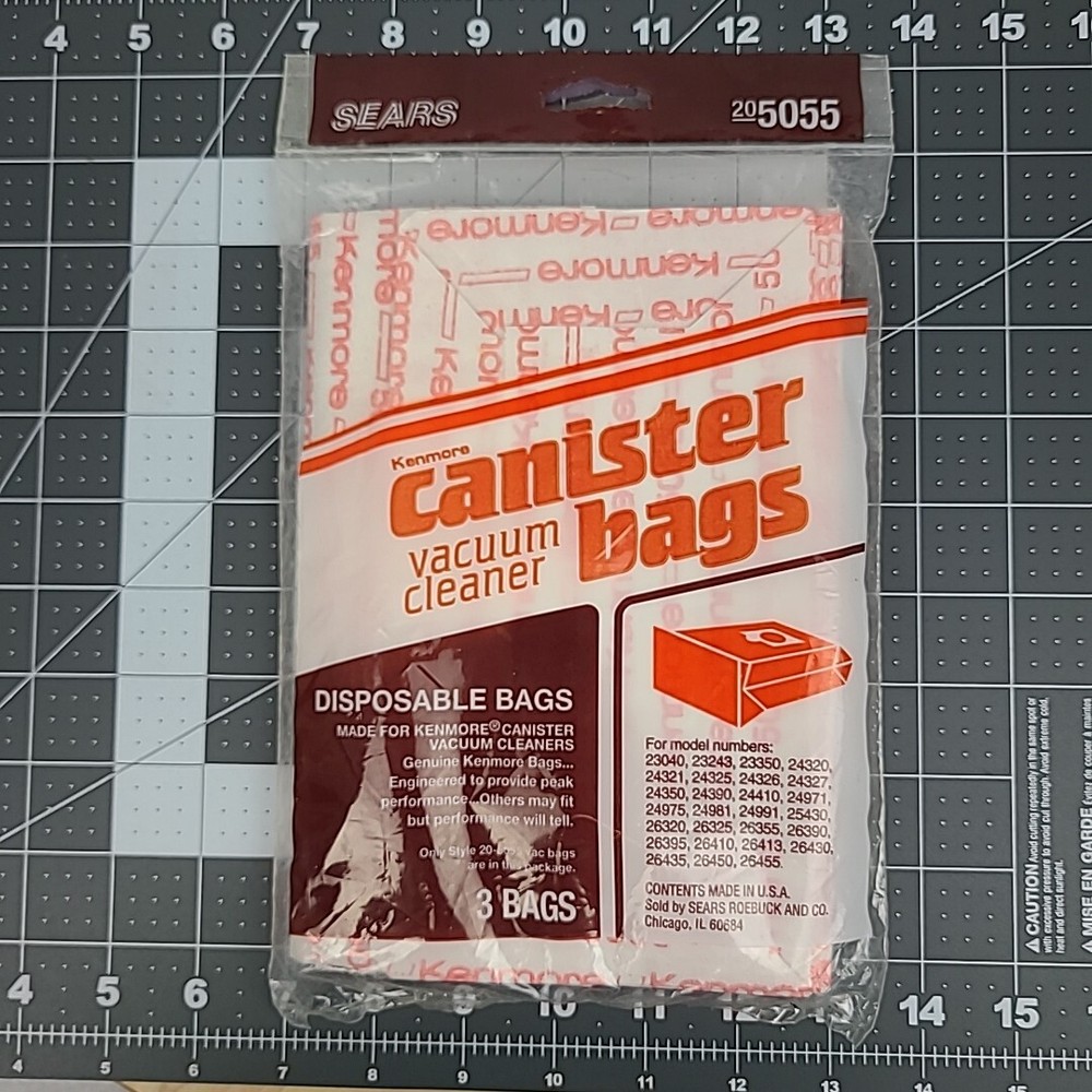 3 Pack Sears Kenmore Canister Vacuum Cleaner Bags Disposable 20-5055 New/Sealed