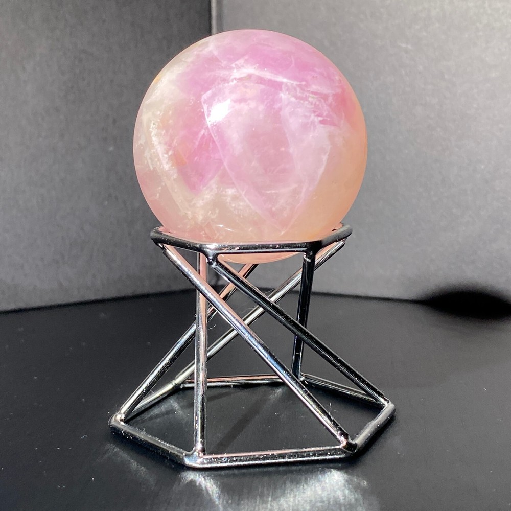 188g Natural Fluorite Ball Colorful Quartz Crystal Gemstone Healing Sphere with Display Stand  