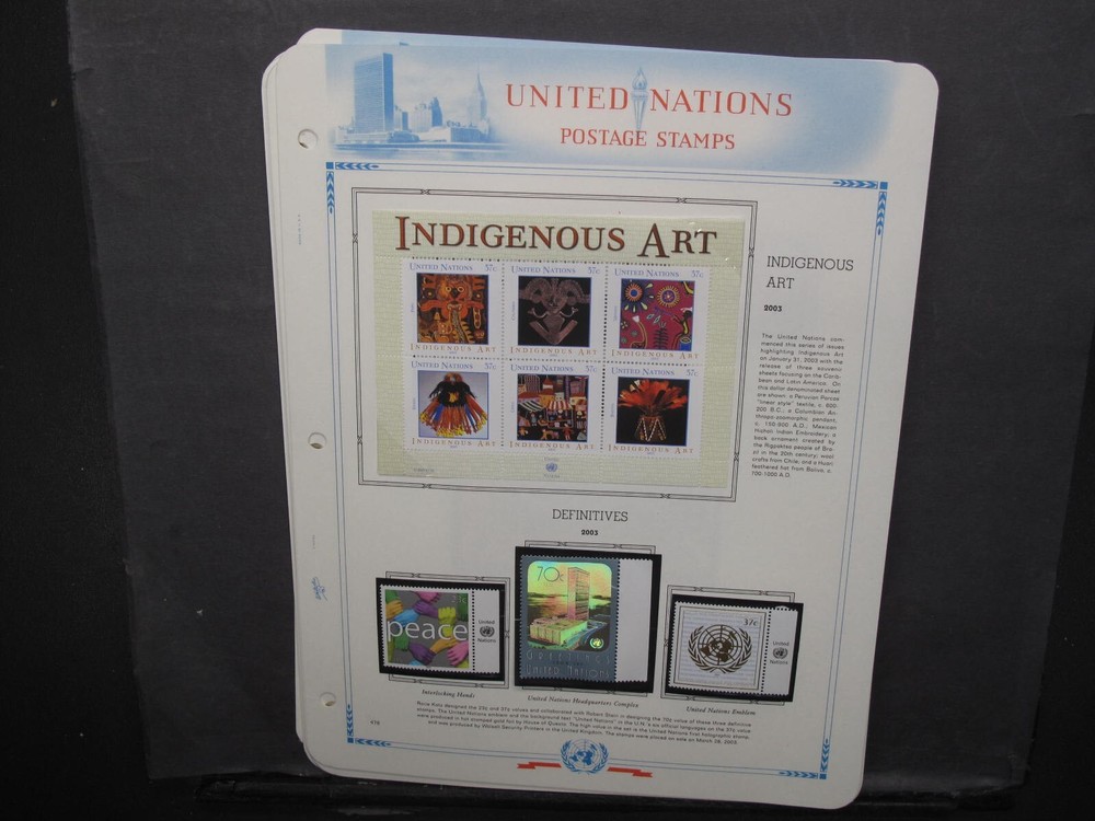 United Nations 2003 Collection On White Ace Album Pages MNH