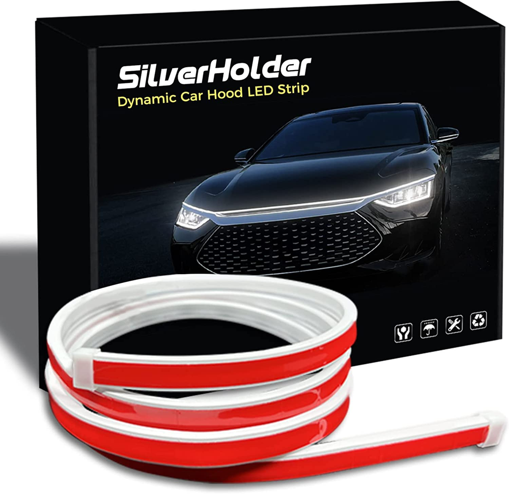 70-Inch SilverHolder White LED Car Hood Light Strip for Exterior Auto Styling