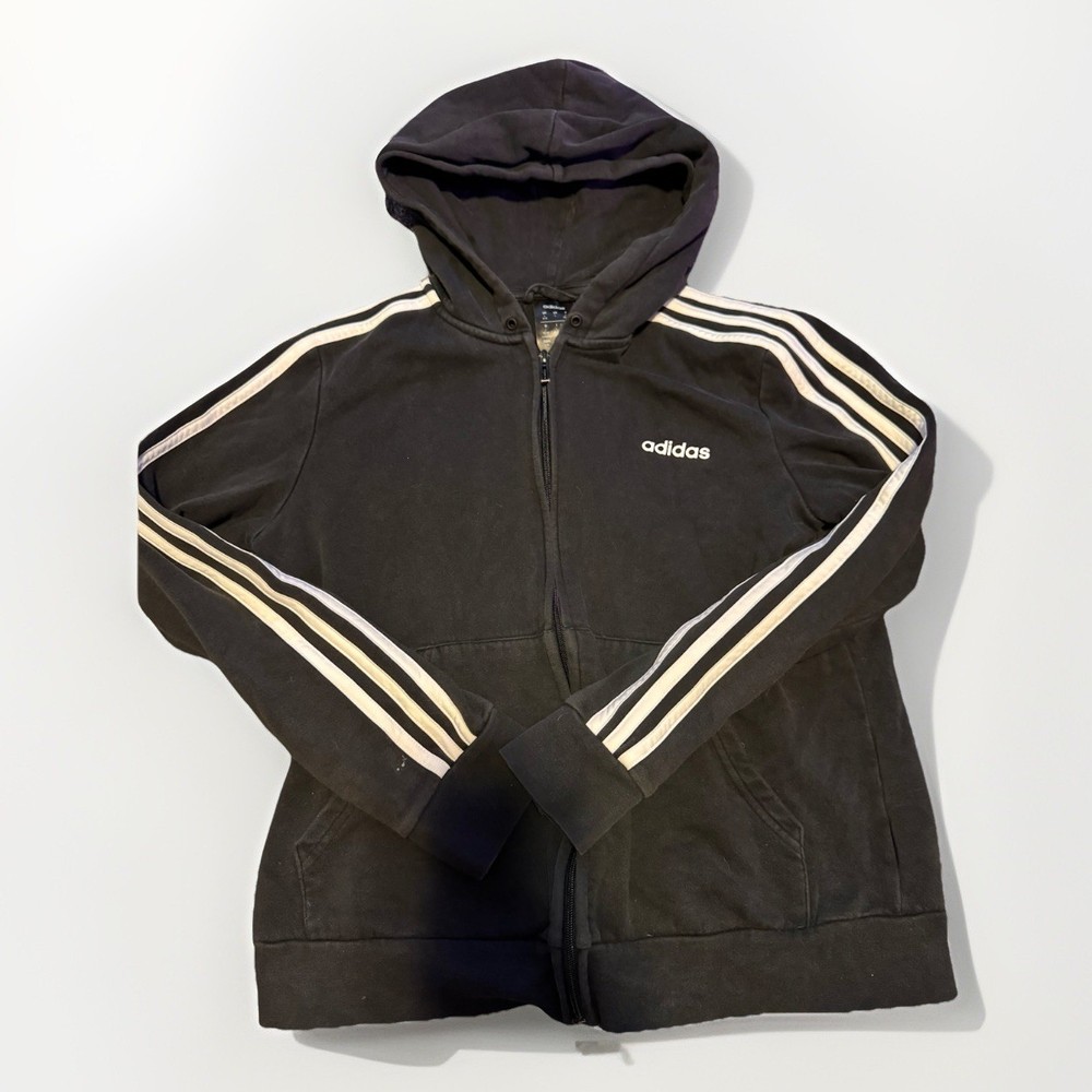 Adidas Zip Up Hoodie with White Stripe Women's Large