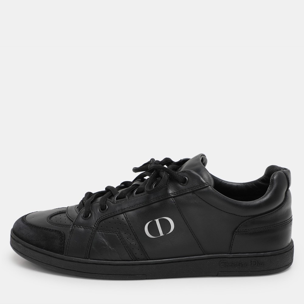 Dior Black Leather CD Logo Low Top Sneakers Size 39 EU