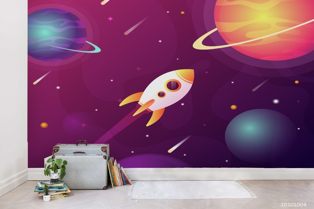 3D Space Planet Rocket Illustration Wall Murals Wallpaper Murals Wall Sticker 20