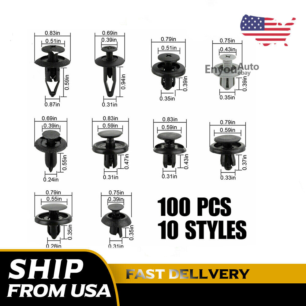 100Pcs Bumper Clips Retainer Auto Car Rivets Fastener Fender Push 9 8 7 6mm