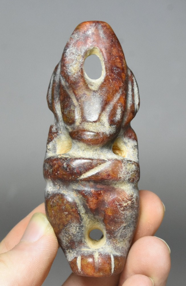 8CM China Hongshan Cultue Old Jade Carve Sun God Helios Sun-God Amulet Pendant