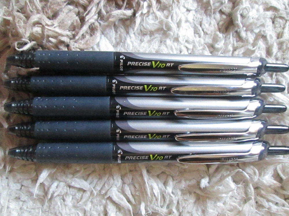 5 New NWOB Pilot Precise V10 RT Pens Rolling Ball ~~Black Ink ~~ Click to Write