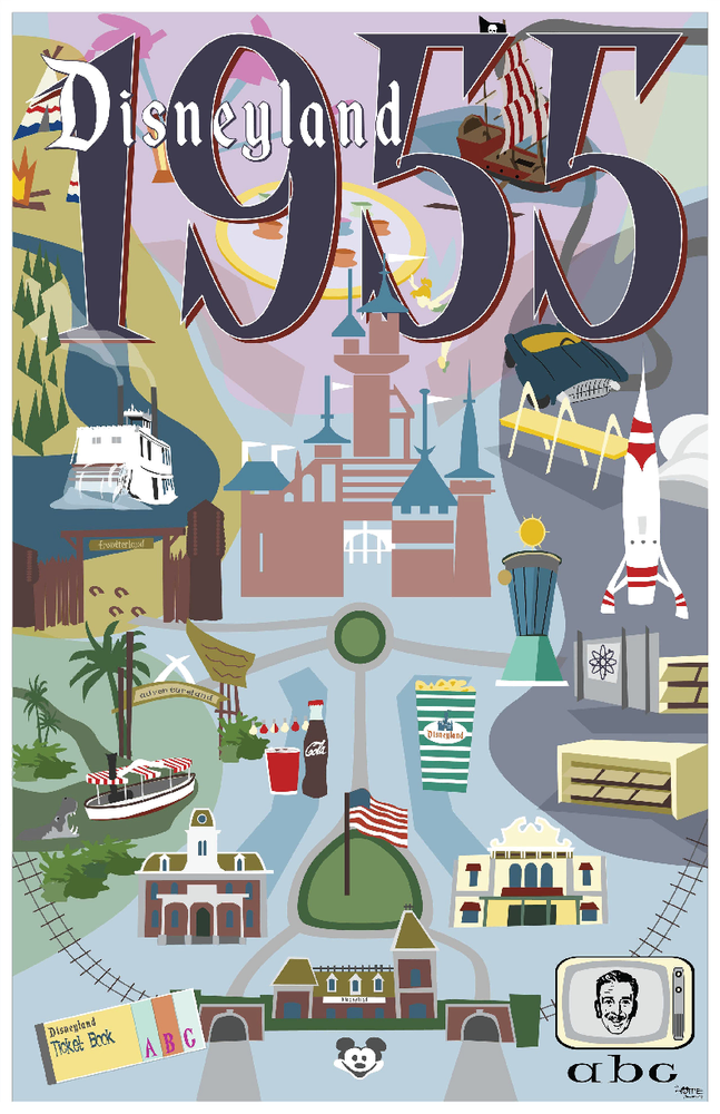 Disneyland 1955 Coupon Book Jungle Cruise Castle Retro Poster MATTE 13x19-image