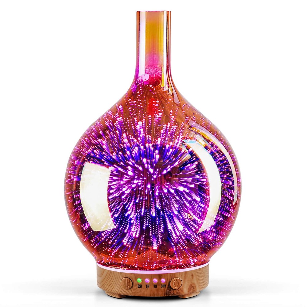 Rose Gold 3D Glass Essential Oil Diffuser Ultrasonic Humidifier Aromatherapy