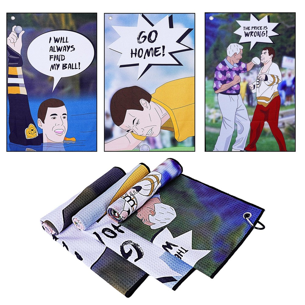 3-Piece Funny Golf Towel Set with Clip for Golf Bags & Club Cleaning