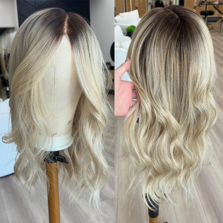 Balayage Lace Front Wig 20Inch Light Golden Blonde Human Hair Wigs for Women