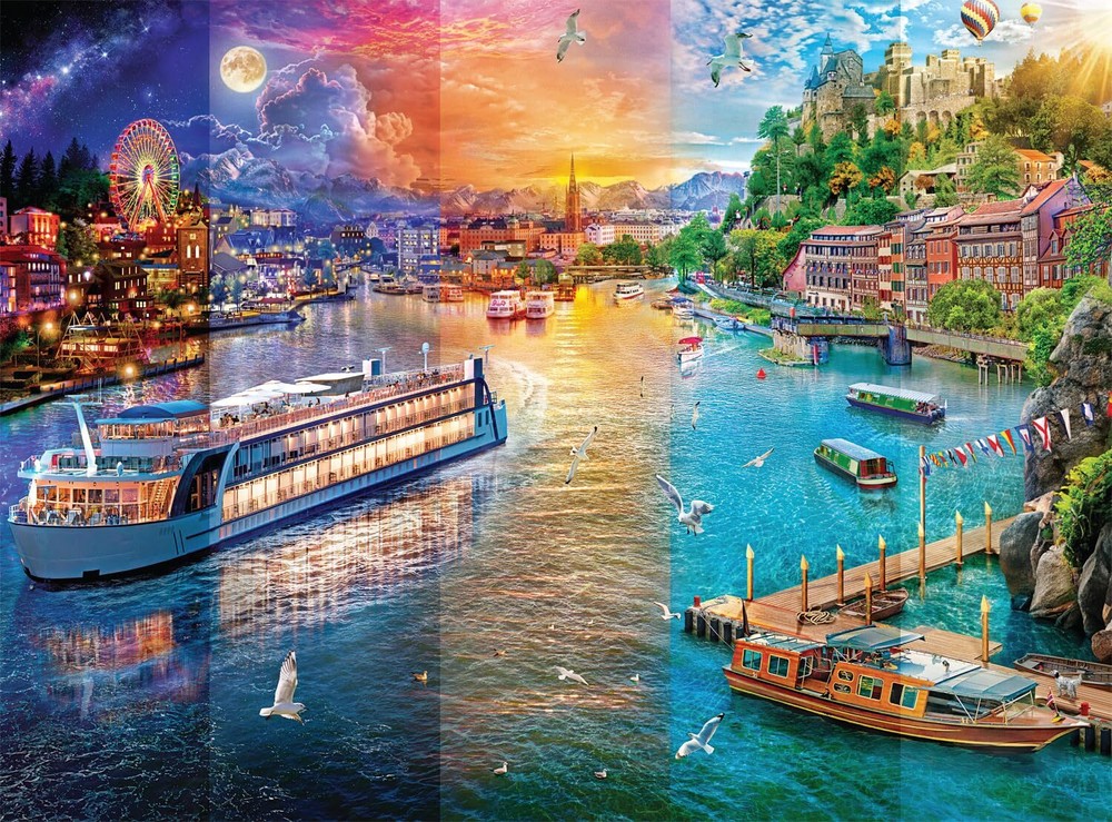 - Angelo Bonito - Day to Night Canal - 1000 Piece Jigsaw Puzzle for Adults Ch...