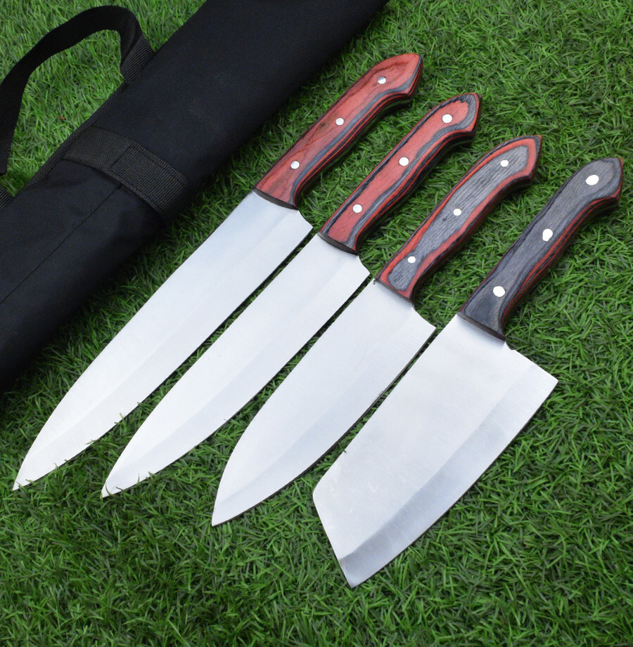 Custom HAND FORGED J2 STEEL BEAUTIFUL 4PC CHEF KNIFE Set Kitchen Knives Set -221