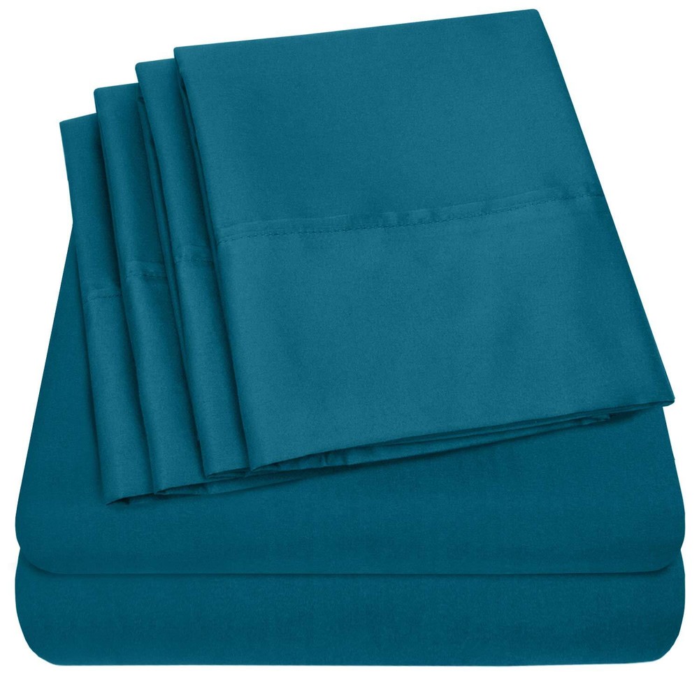 Queen Sheets Teal - 6 Piece 1500 Supreme Collection Fine Brushed Microfiber D...
