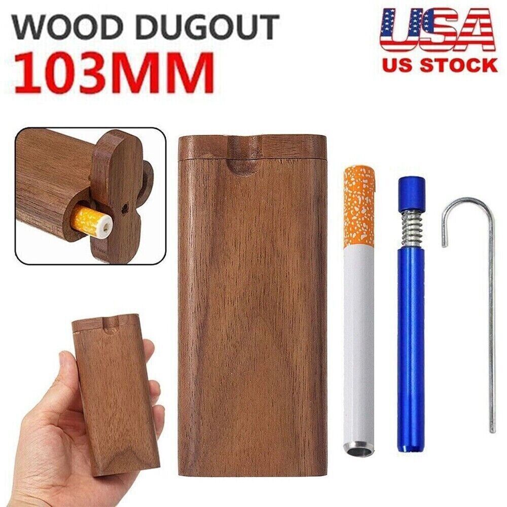 New Wooden Dugout Pipe Self Cleaning Metal Bat Poker Smoking Pipe One Hitter Kit