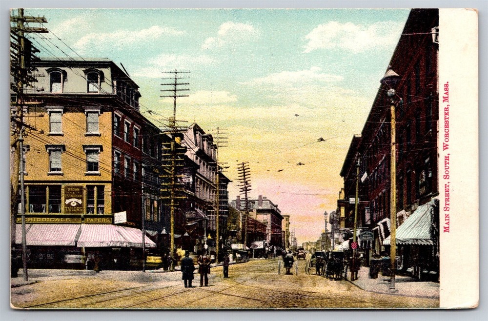 Main Street South Worcester Mass C1900's Postcard P24