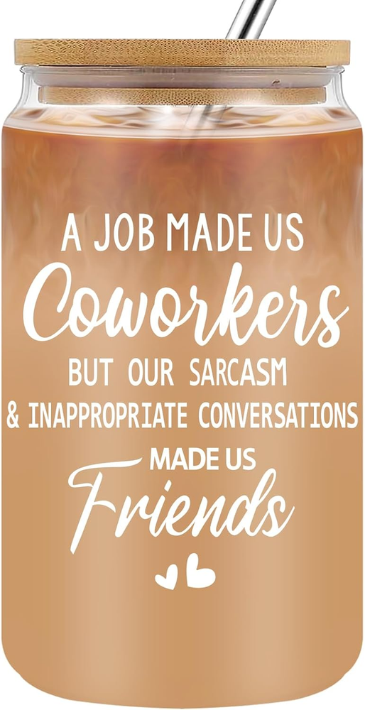 Glass Cup, Coworker Gifts for Women, Men, Friends - Birthday Gifts for Women Fri