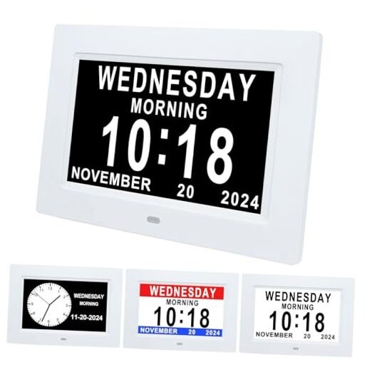 7 Inch Digital Clock with Day and Date for Elderly Large Display for Elderly
