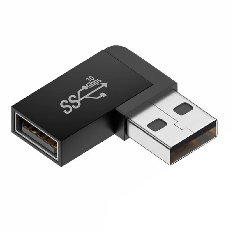 10Gbps USB 3.0 Male to Female 90-Degree Left Angle Extension Adapter for Power Data Video
