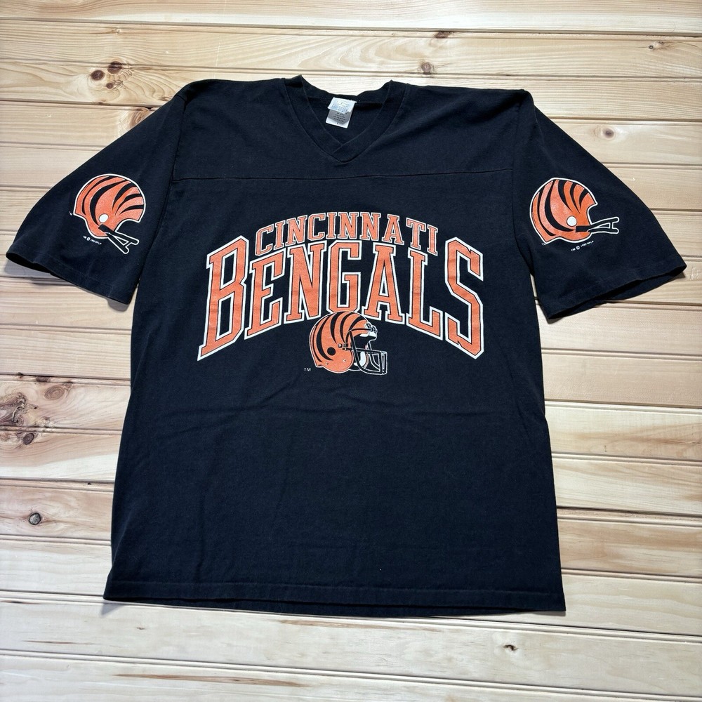 Vintage 80s 90s Cincinnati Bengals 3/4 Sleeve NFL Football Shirt Size Large
