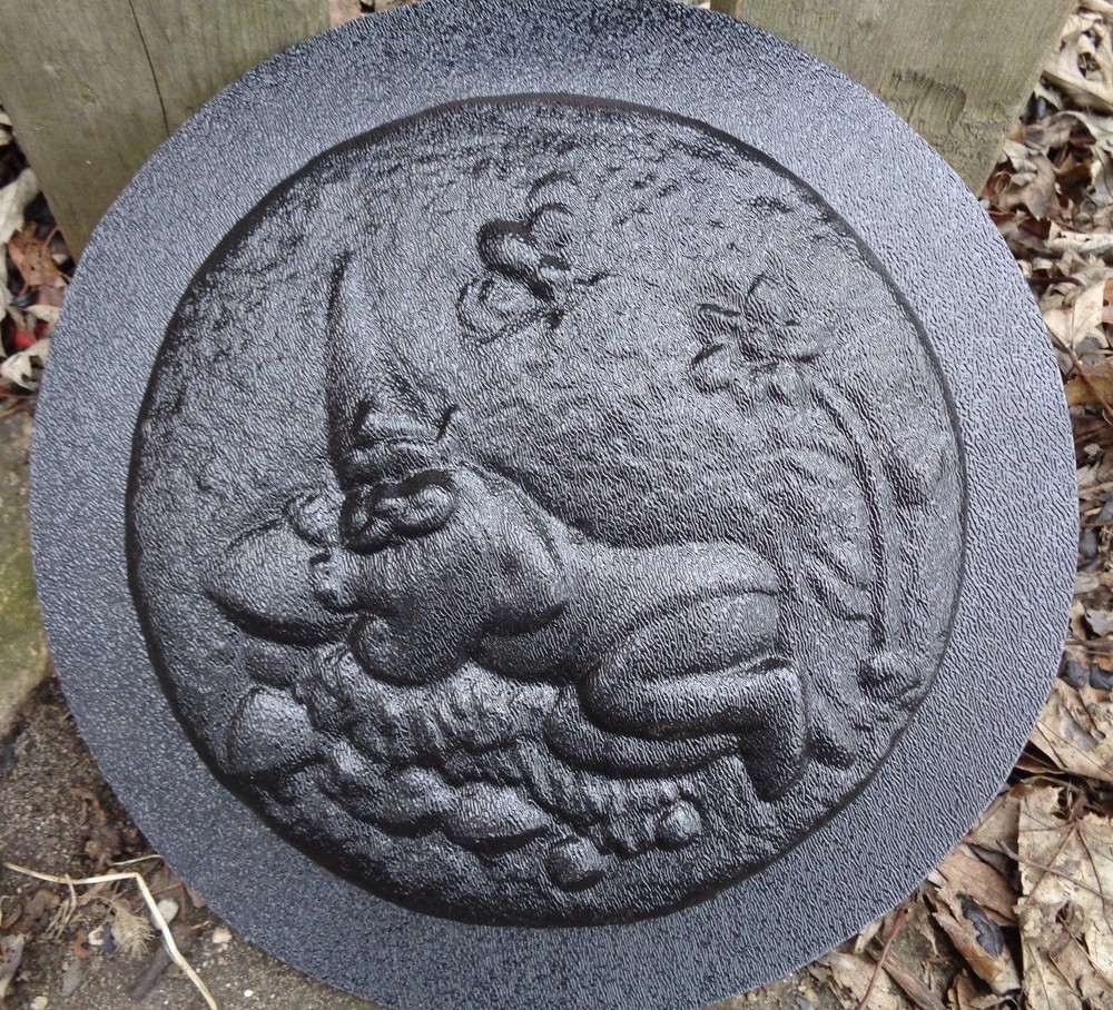 Gnome elf plaque mold plaster cement stepping stone plastic mould 8