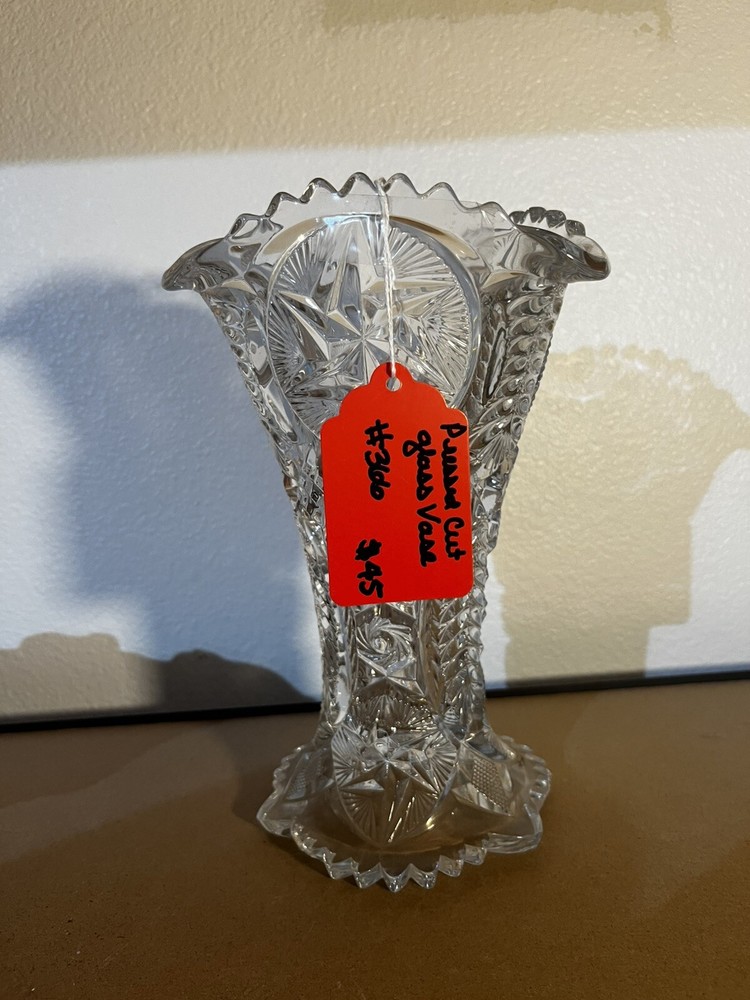 Antique Pressed Cut Glass Vintage Vase for Elegant Décor