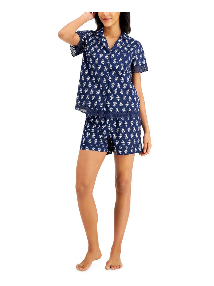 CHARTER CLUB INTIMATES Intimates Navy Floral Sleep Shorts XS