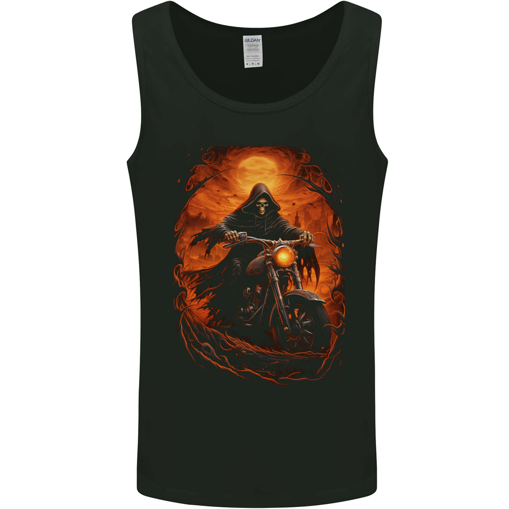 Skull Biker Motorcycle Motorbike Grim Reaper 3 Mens Vest Tank Top