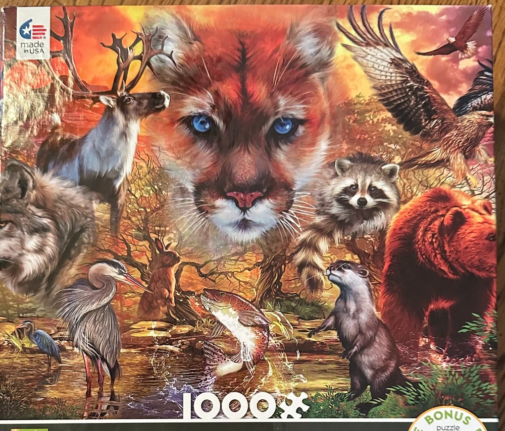 Animal Kingdom COMP Beautiful 1000 pc Puzzle Moose Egrets Birds Raccoons Fish