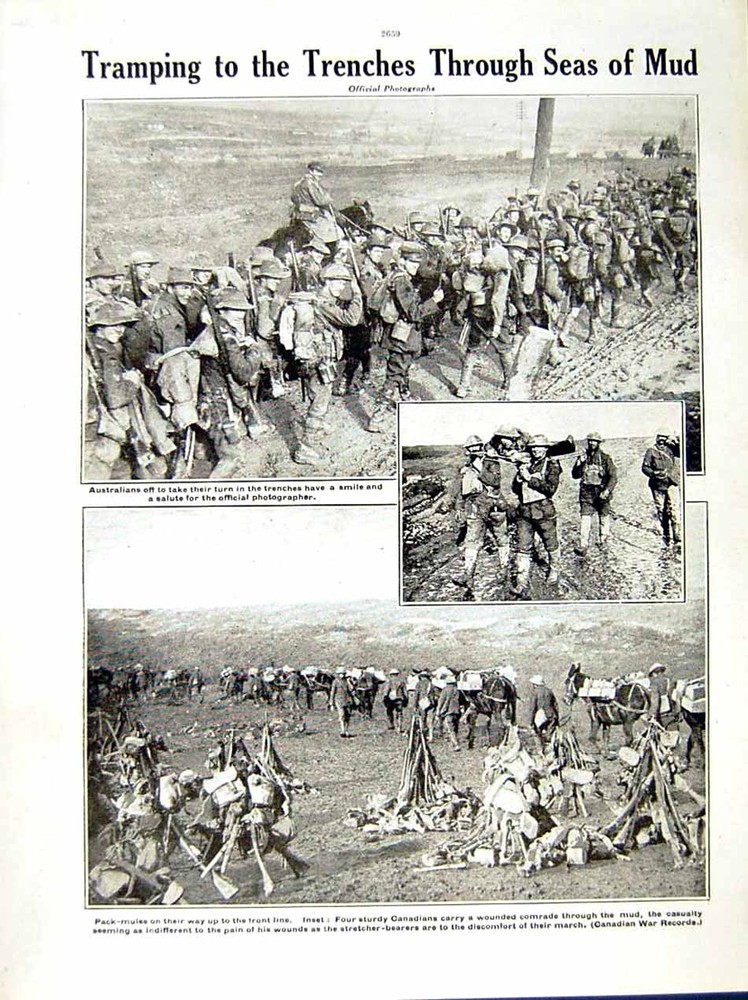 Old Vintage Print 1917 World War Haig Siers Bapaume Peronne Australian 20th