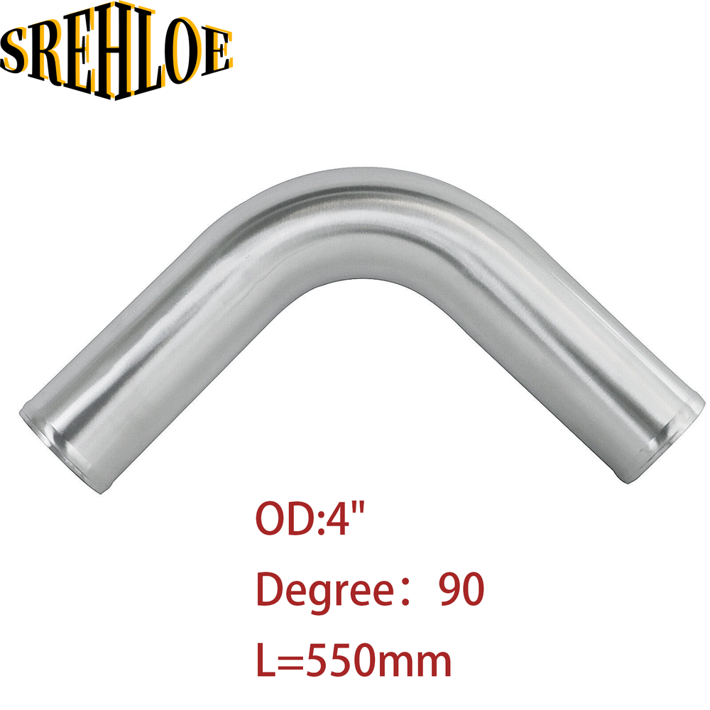 4'' Intercooler Pipe Air Intake Hose Aluminum Alloy Tube Silver 550mm