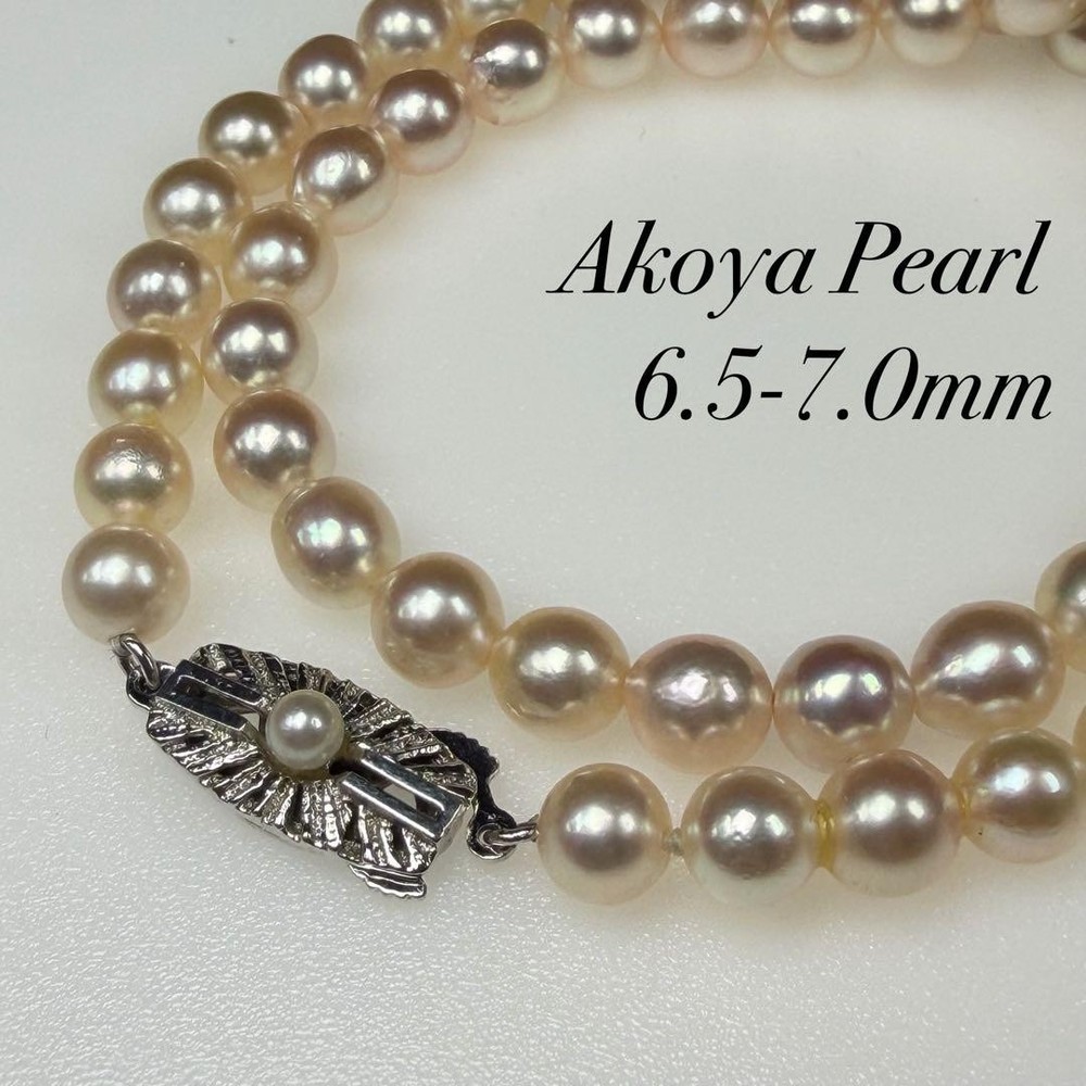 Akoya Pearl Necklace 6.5-7.0mm SILVER 41cm/16.1inches Genuine Pearl Used