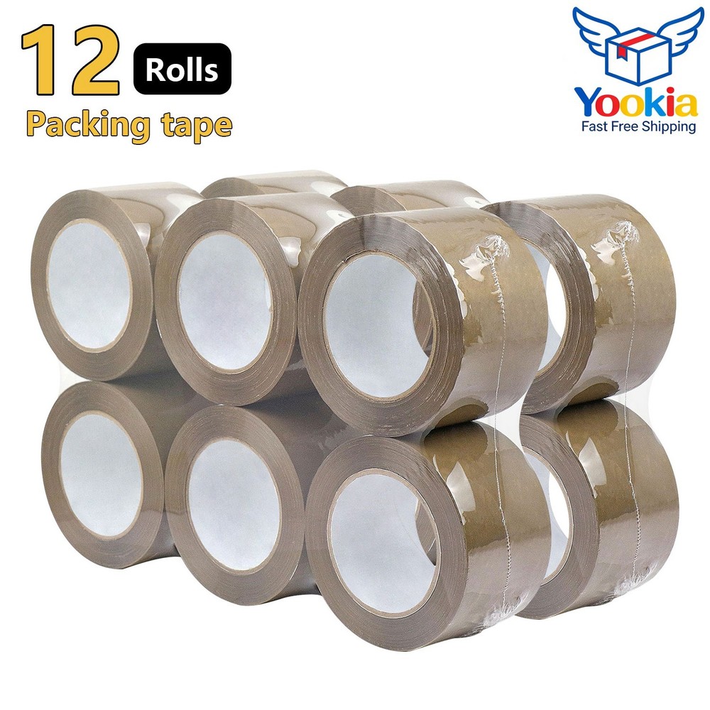 12 Rolls Carton Sealing Brown Packing Tape Box Shipping 2 mil 2