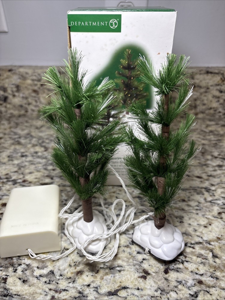 Department 56 Accessories: “Village Fiber Optic Trees” w/ Box- TESTED/WORKS
